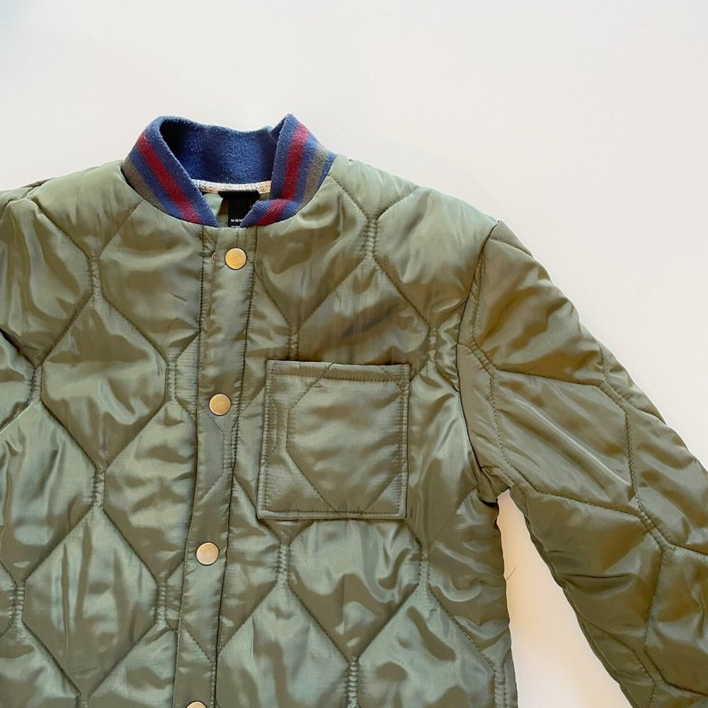 Art Class Green Quilted Light Puffer Bomber Jacket | Size 8-10